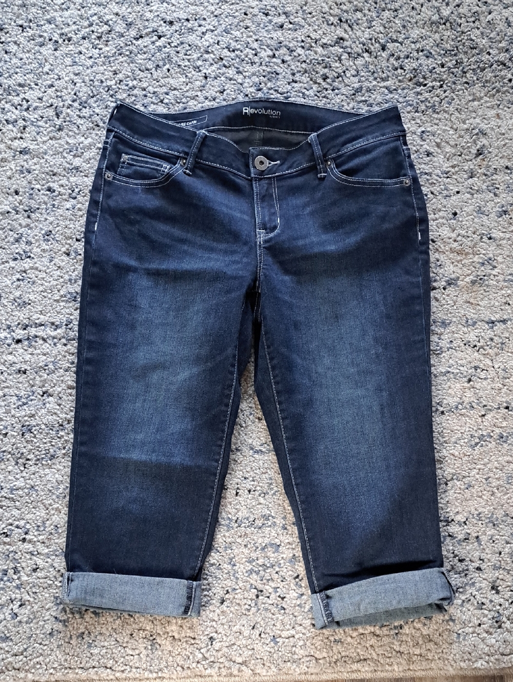 Revolution Women's Dark Blue Cropped Stretch Jeans